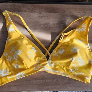 Yellow Floral Bikini Top